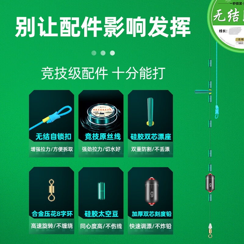 鹤渔人无结台钓线组成品绑好主线八字环套装强拉力加强竿稍快锁尼龙鱼线 6.3M无结台钓线组-4卷盒装 其他线号，联系客服咨询
