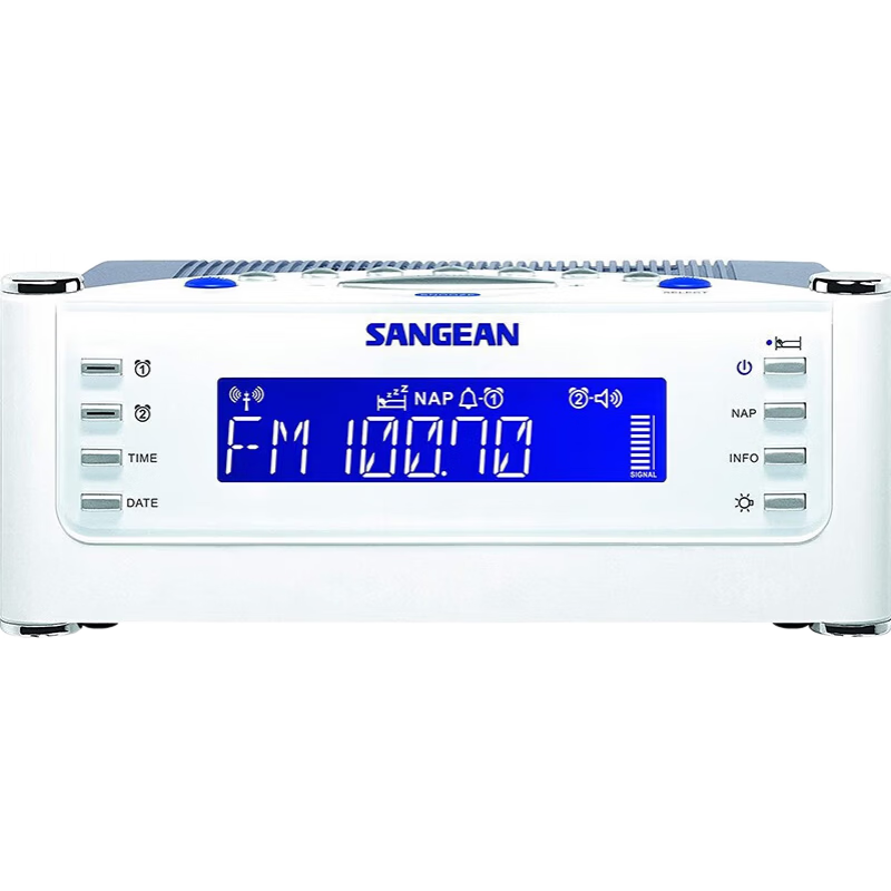 山進（SANGEAN）RCR-22 AM 時鐘收音機 帶鬧鐘 白色 桌面臺式 3.5mm外接插口