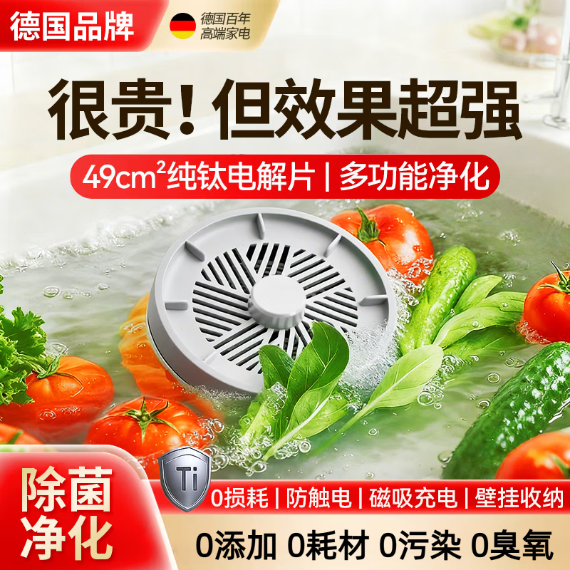 TRUHEIM【德国丨智能农残】果蔬清洗机家用食材净化机全自动水果净化器超声波气泡机净食机洗菜机
 灰色【清理脏污虫卵+除菌/抗生素+净化率达99%】 全钛·Ti电解片杀菌+多功能净化+防触电
