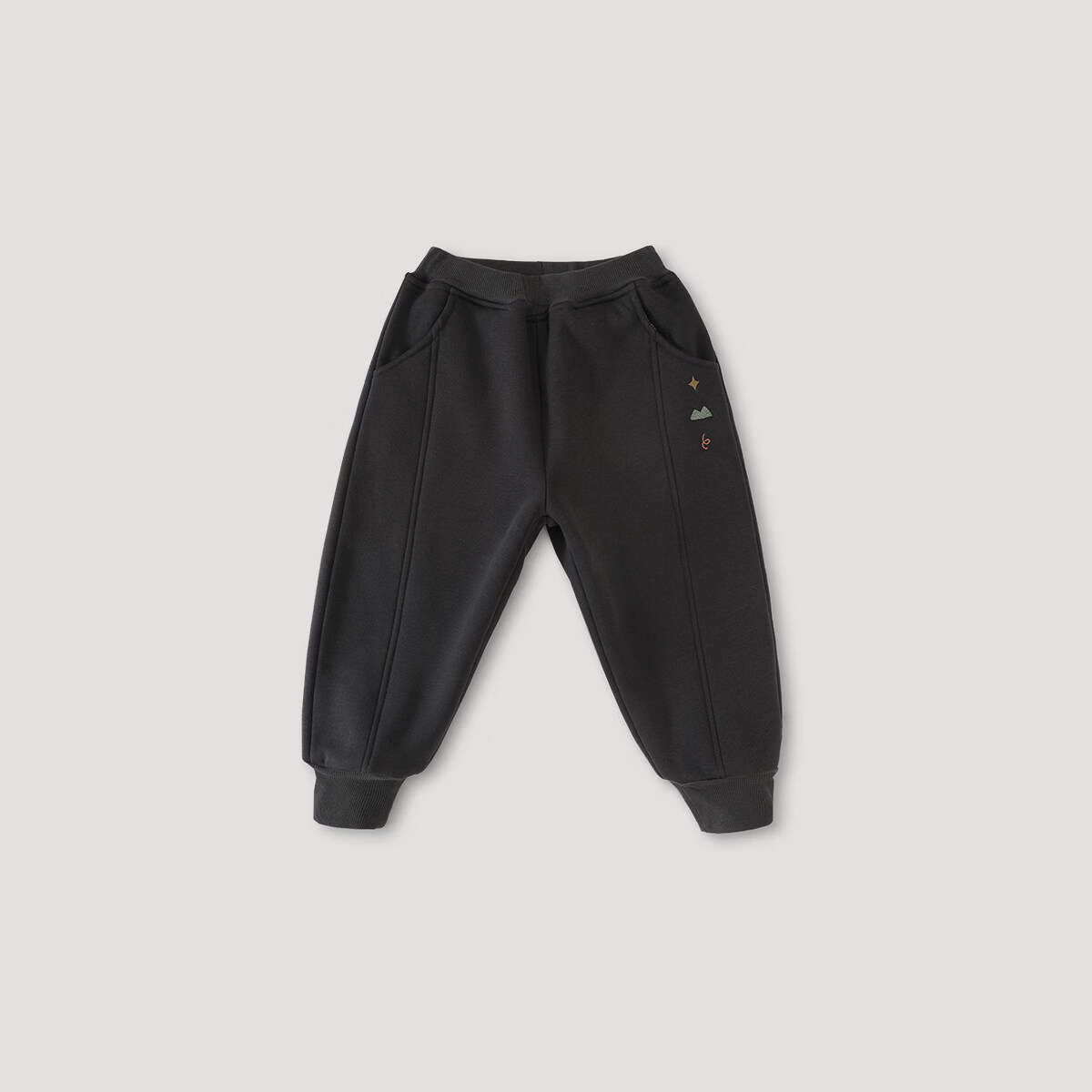 巴厘小猪儿童裤子男童秋冬季加绒加厚保暖裤运动裤春秋宝宝卫裤女童休闲裤 石墨灰(加绒款) 100