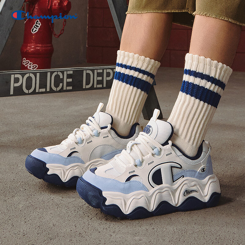 Champion冠军面包鞋2025秋季新款糕糕乐女厚底休闲鞋男增高 浅蓝 40
