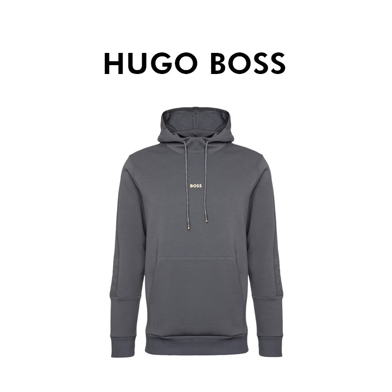 BOSS雨果博斯新款秋冬季运动休闲保暖男长袖连帽卫衣深灰M