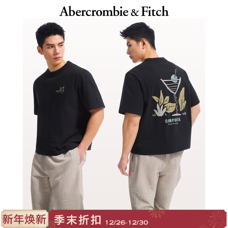 Abercrombie & Fitch��װ25�ļ���ʽ���ʶȼٷ�����ӡ��ͼ��Բ�����T��123-5053 ��ɫ XL (180/116A)187Ԫ����93.5Ԫ/����