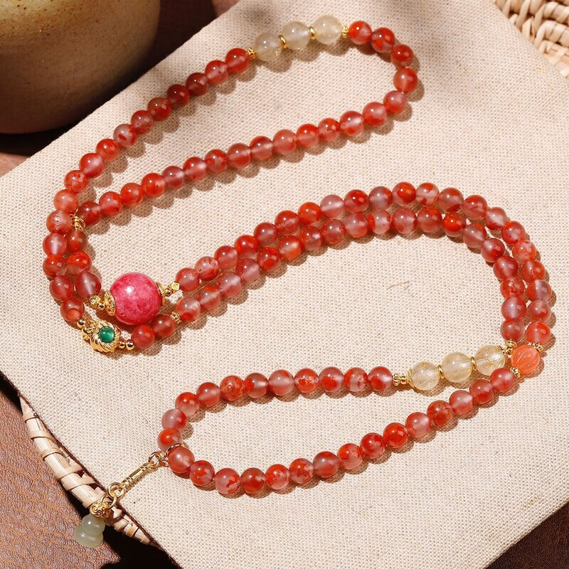 新年礼物本命年礼物天然南红手串项链女金发晶和田玉翡翠