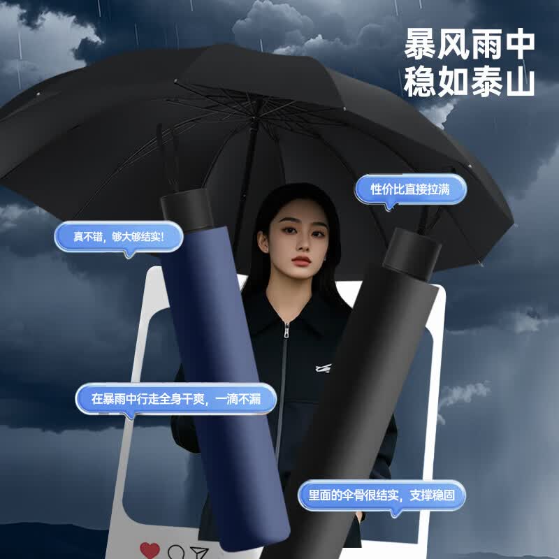 12骨超大号双人伞抗风暴折叠伞晴雨两用黑胶遮阳结实耐用防晒伞 梧桐米 12骨