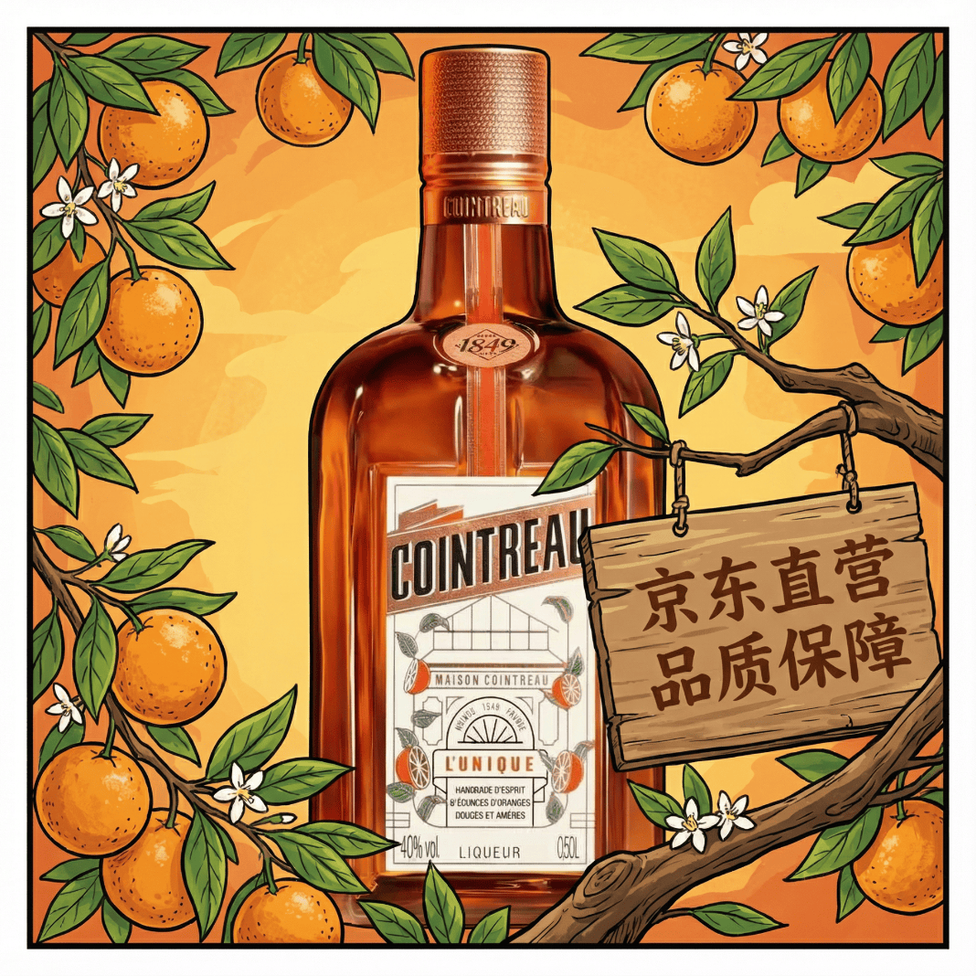 君度（Cointreau）法国进口洋酒君度力娇酒香橙味甜酒利口酒烘焙鸡尾酒基酒500ml