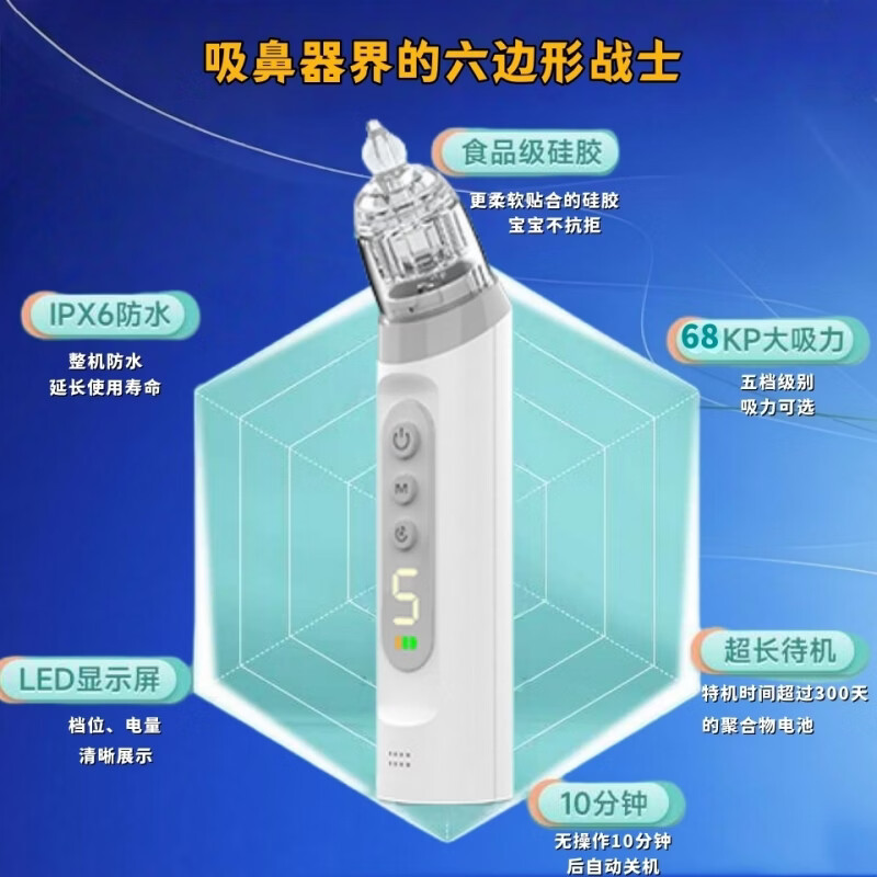 BEBELTHY电动吸鼻器 婴儿新生儿童宝宝通鼻塞鼻涕屎清理洗鼻器 全新升级 5档电动吸鼻器（一年只换不修 ）1支15ml盐水