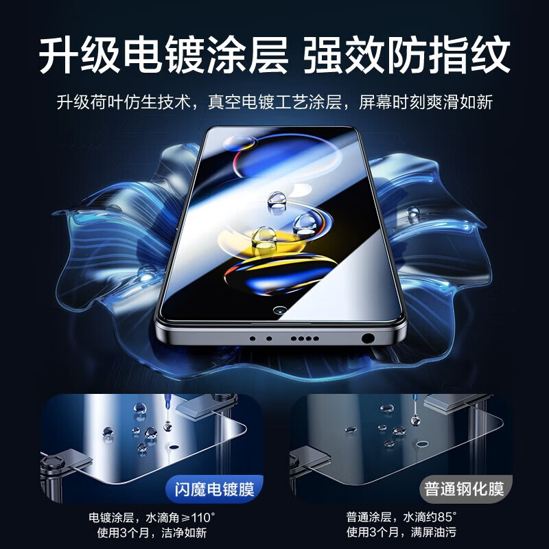 闪魔【精选好物】闪魔 适用于红米note11tpro/11tpro+钢化膜 高清防指纹膜 【标准版|高清抗指纹】2片装+神器 红米note11tpro/11tpro+