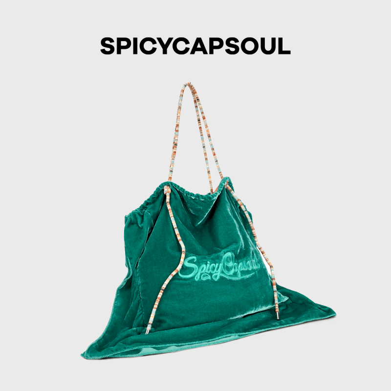 SPICYCAPSOUL【抱枕包】池金物原创斜挎包丝绒刺绣慵懒小众托特包单肩包 【抱枕包】橄榄