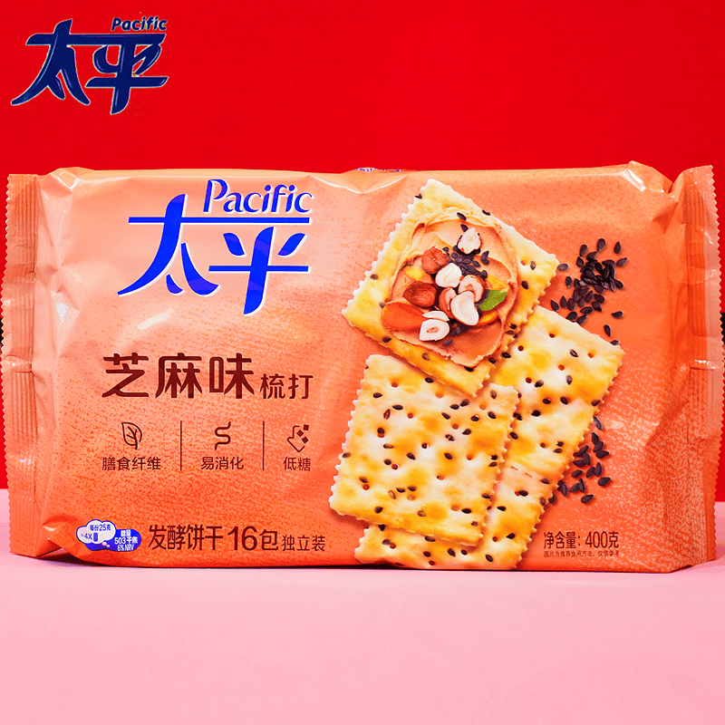 太平苏打饼干400g 香葱奶盐味营养送礼零食饼干休闲零食品 【袋装】 芝麻味400gX1包(16包)