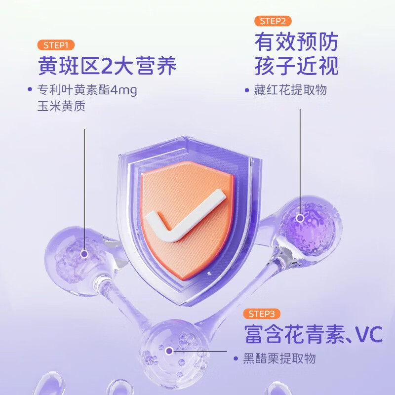 江中专利叶黄素酯蓝莓软糖片 儿童青少年成人 官方正品 买2送1同款 共3瓶装 比1瓶划算 30粒*3瓶