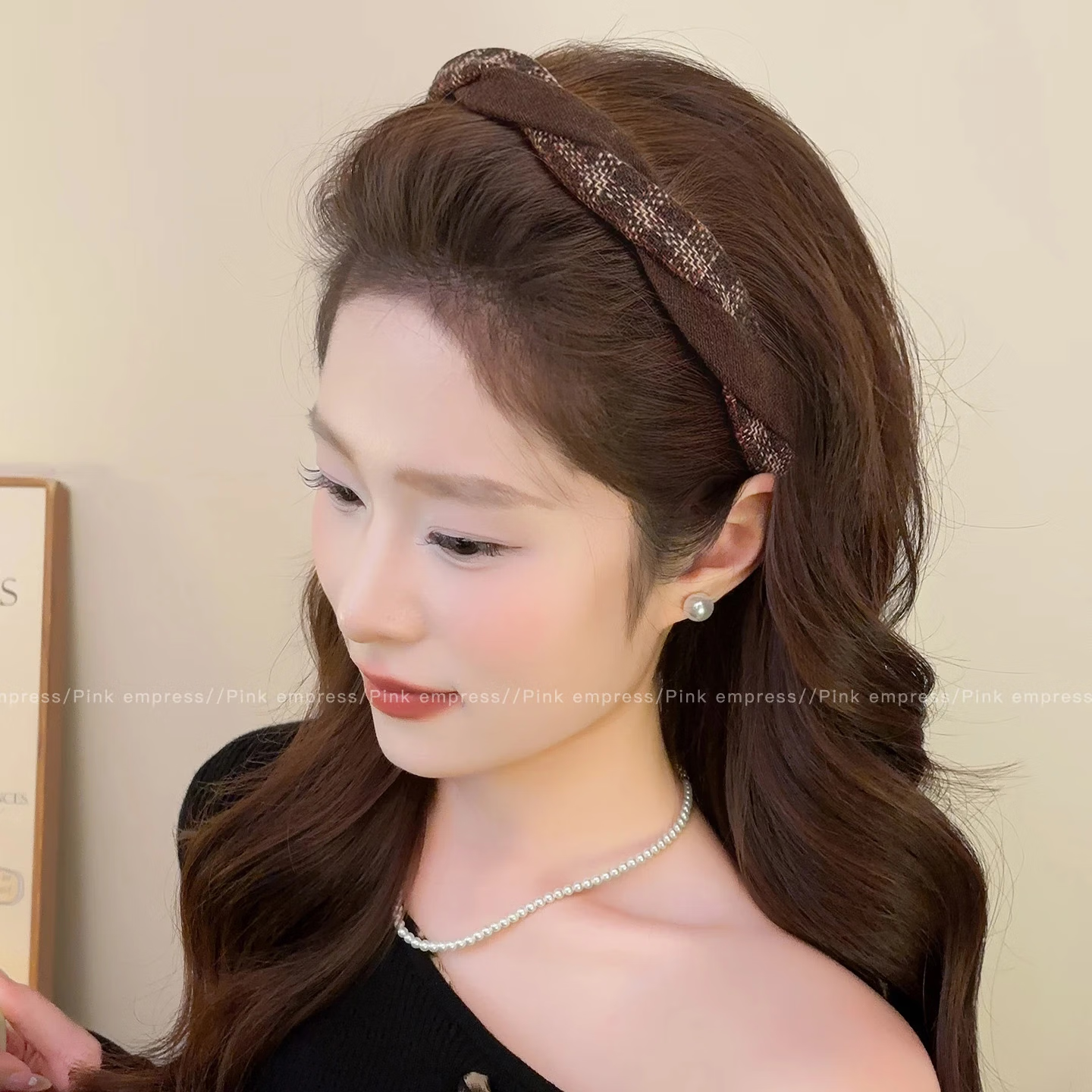 【厂家直发】秋冬麻花发箍女高颅顶洗脸头箍不勒头头饰发捆日常外 6#棕斜纹+黑斜纹-2件