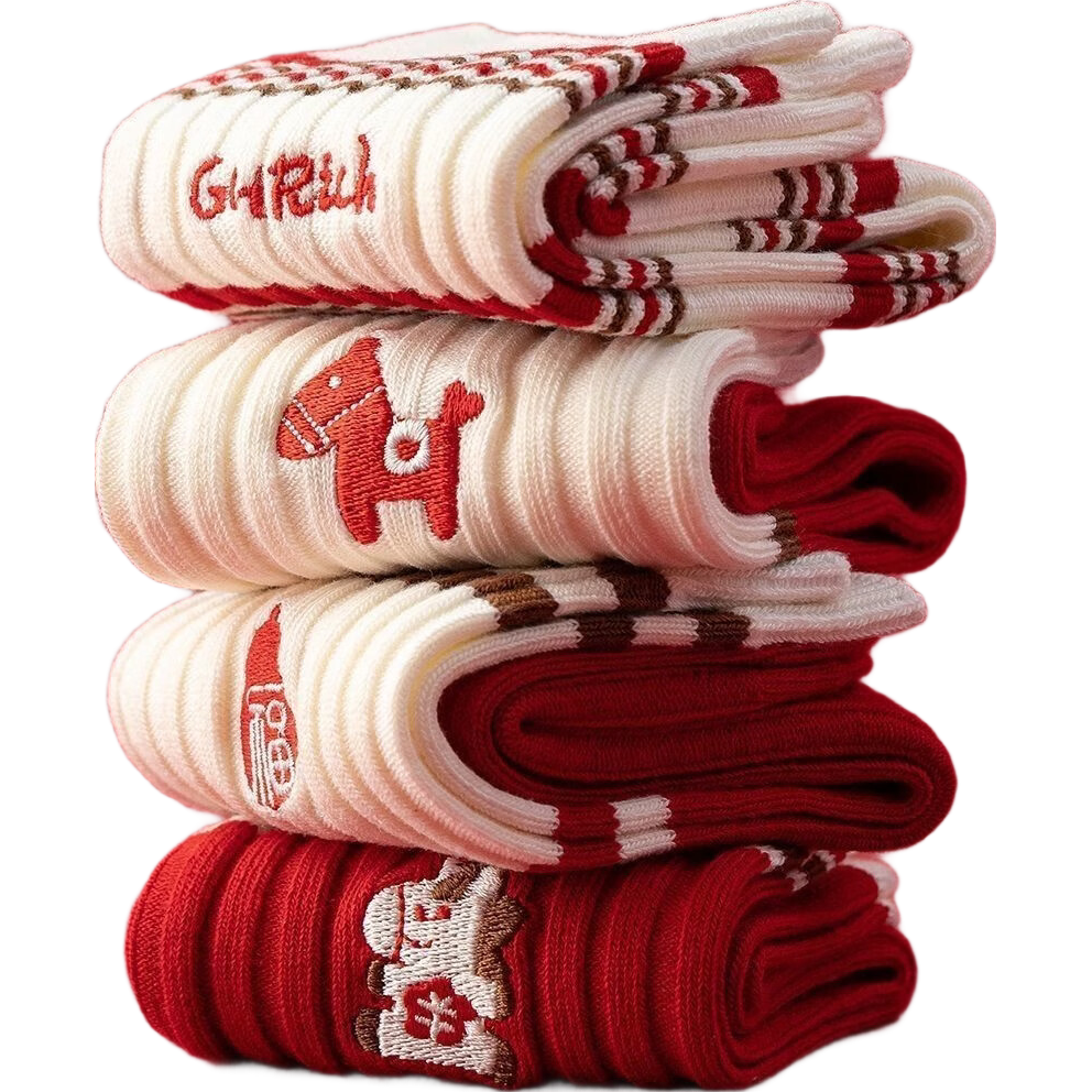 小棉工2026马年红色袜子女中筒袜秋冬款喜庆加厚保暖情侣长筒袜防臭潮袜 每双仅1元多】五色各二【共10双】 均码 小棉工 10A抑菌/高弹透气/抗起球