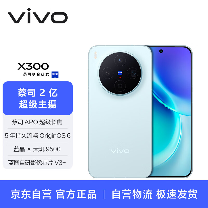 vivo X300 12GB+256GB  自在蓝【通讯】 蔡司2亿超级主摄 蔡司APO超级长焦 拍照 AI手机