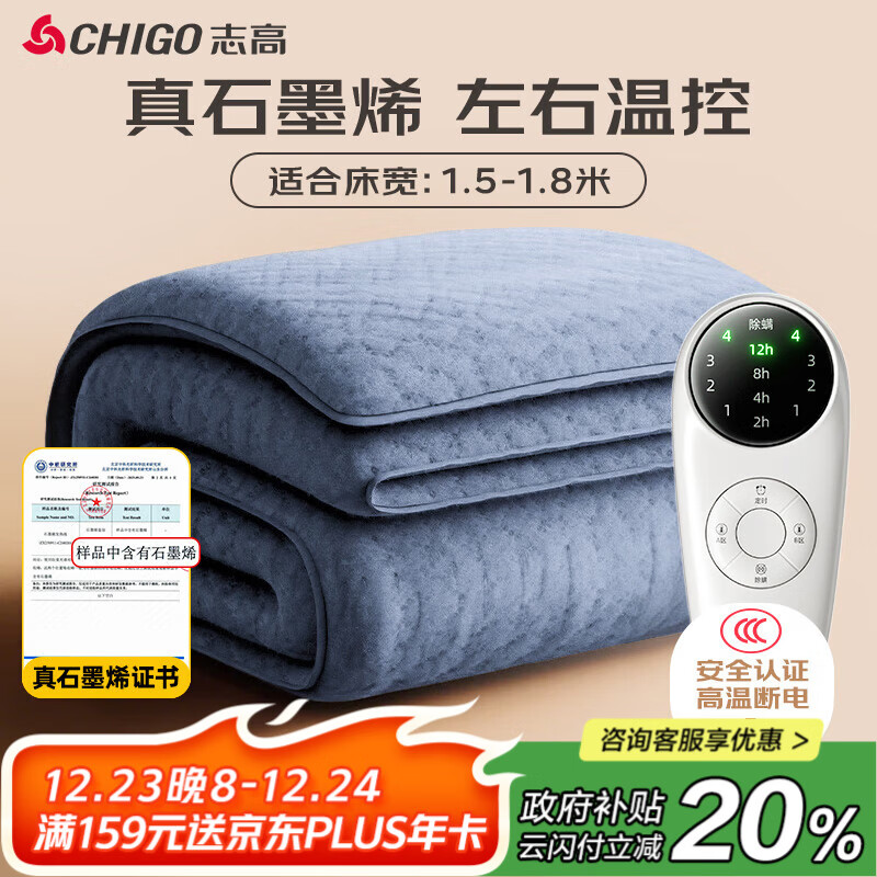־�ߣ�CHIGO�������¶ϵ硿ʯīϩ˫��˫�¿ط�ˮ3c��֤����̺������1.5x1.8�� 77.68Ԫ