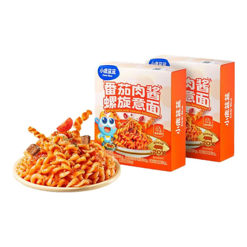 小鹿蓝蓝宝宝主食面条意大利面独立包装意大利面味道鲜口感棒 【爆款新品2盒】番茄肉酱螺旋意面/370g