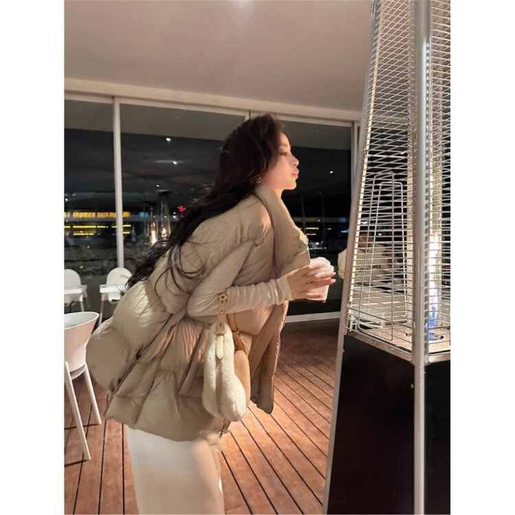 MODX羽绒马甲背心女款秋冬感2026新款外穿洋气马夹小个子坎肩外套 浅卡其 S