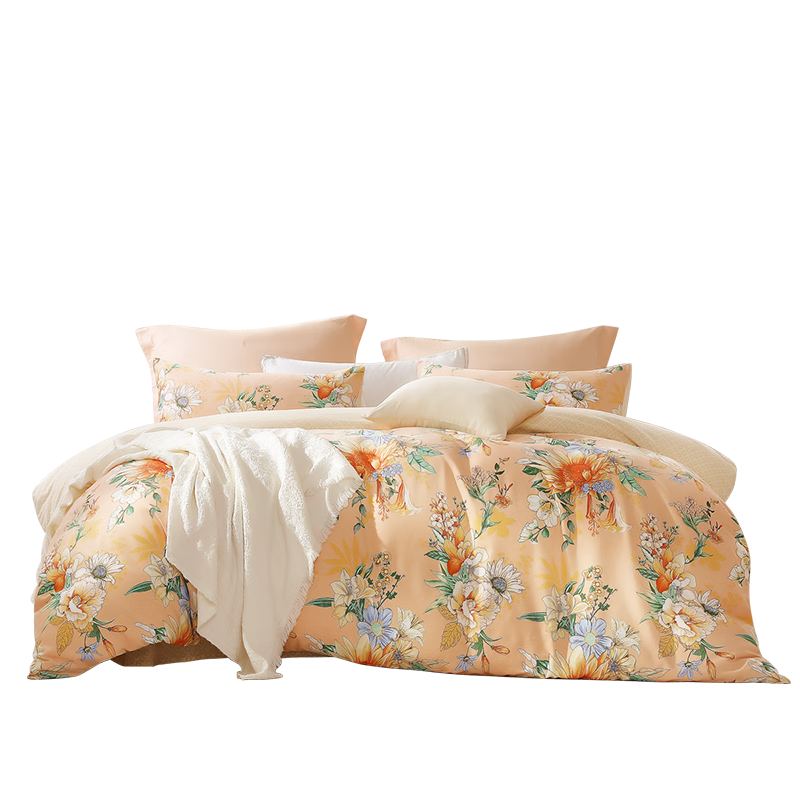 富安娜家纺 单件被套子学生宿舍亲肤磨毛单件被罩ins风 【纯棉磨毛印花款】锦年 1.8米/2米床 被套 230cm*229cm