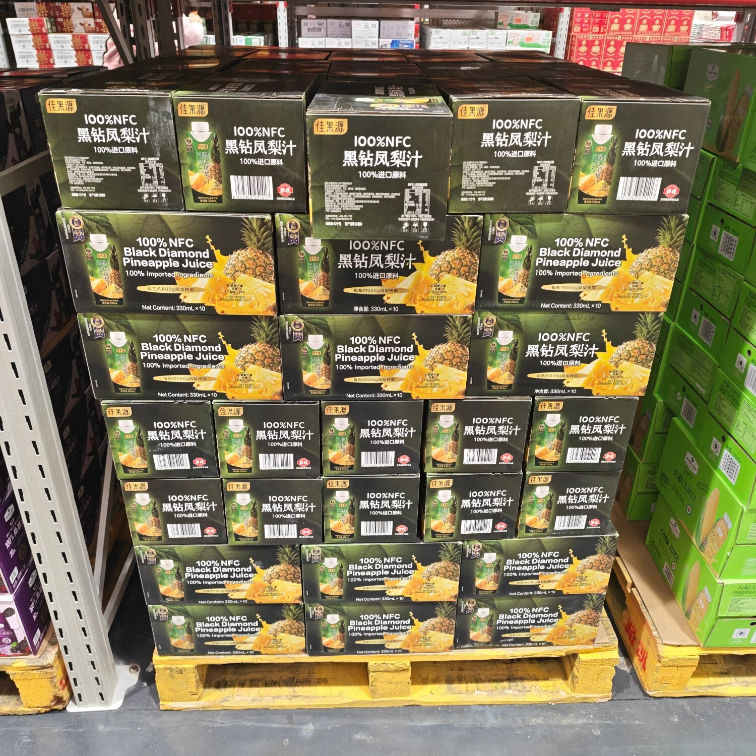 佳果源山姆代购新品100%NFC黑钻凤梨 0添加健康纯果汁330ml*10 整箱凤梨汁 330mL*10瓶 生产日期2025.7月(保质期1年)