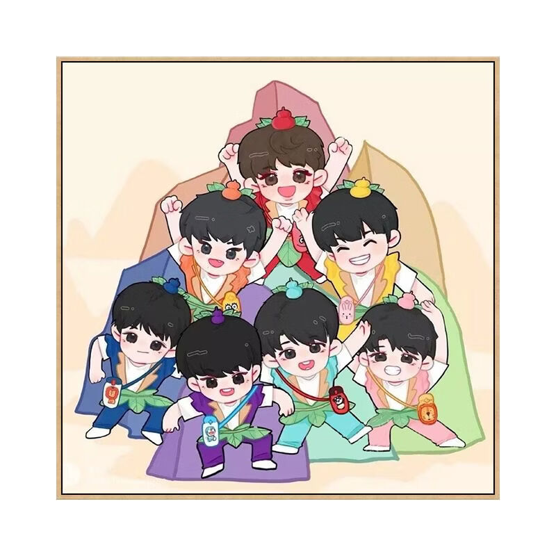 鲸美多时代少年团油画q版tnt时代少年团diy数字油画可爱手工涂色画