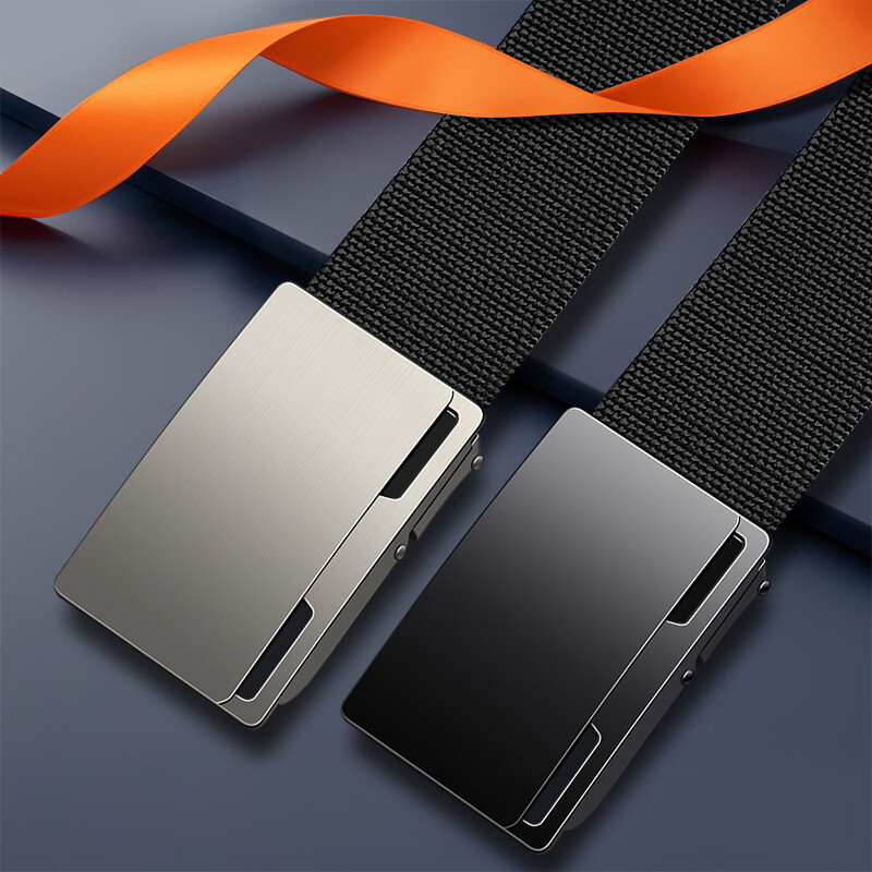 歌带盾皮带男士松紧弹力腰带休闲百搭青年学生潮流工装休闲军训裤带简约 黑色【银扣】 160cm