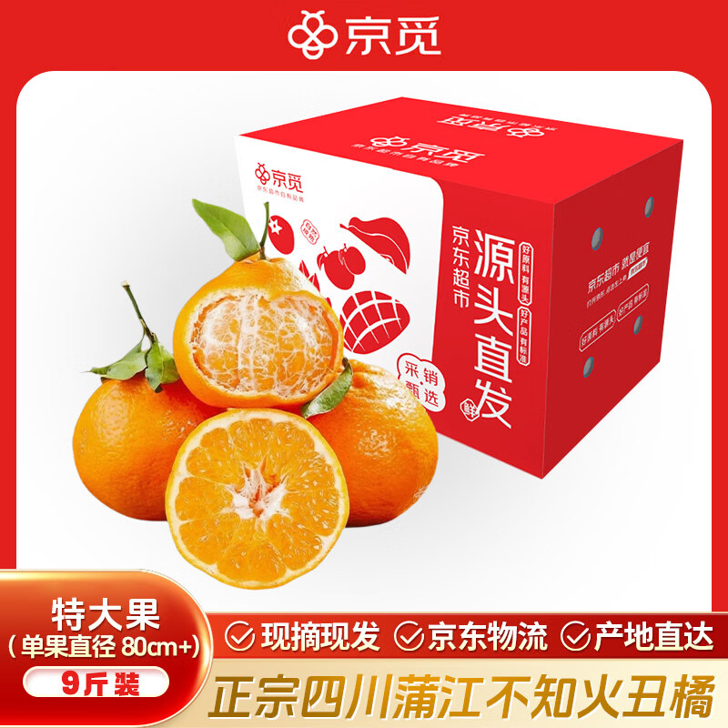 京觅四川不知火丑橘丑柑9斤单果80mm+ 生鲜水果源头直发