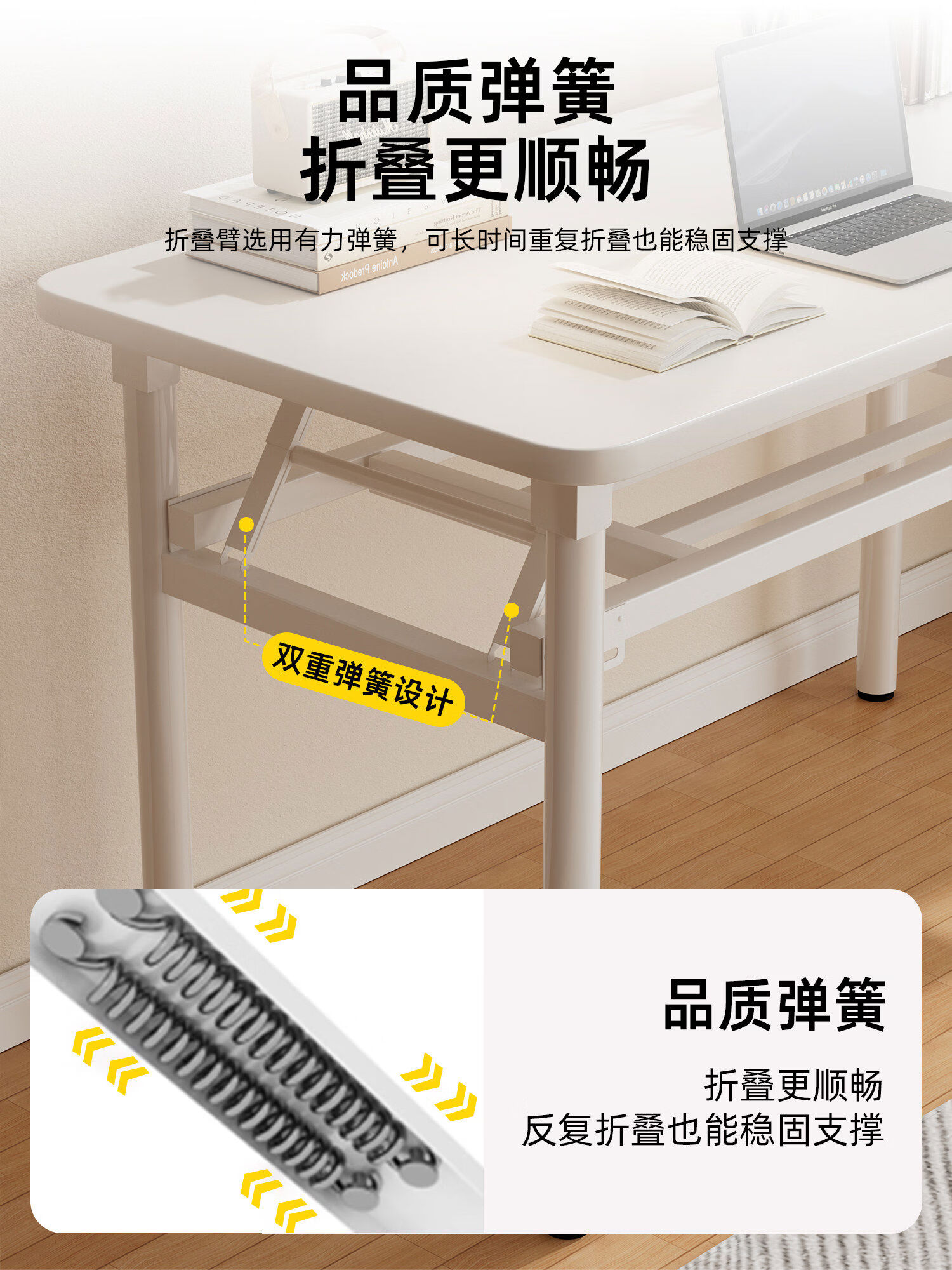 溥畔折叠电脑桌台式学生书桌简易办公桌卧室学习写字桌长方形桌子 双层丨黑胡桃色120*60*75一体免安装