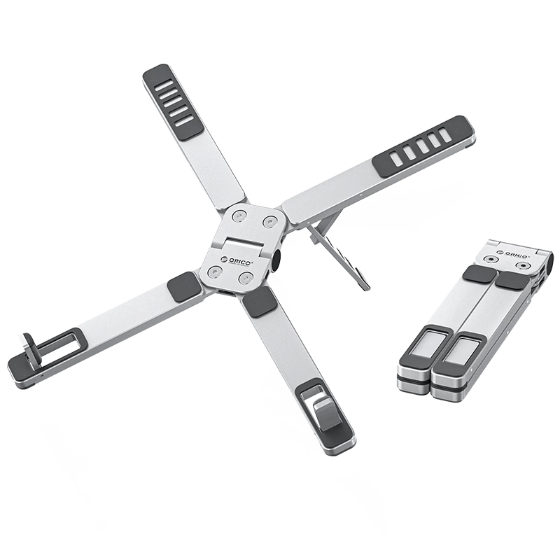奥睿科（ORICO）笔记本电脑支架平板手机桌面增高架镂空铝合金5档升降散热器悬空托架1架3用迷你便携-PN1灰色