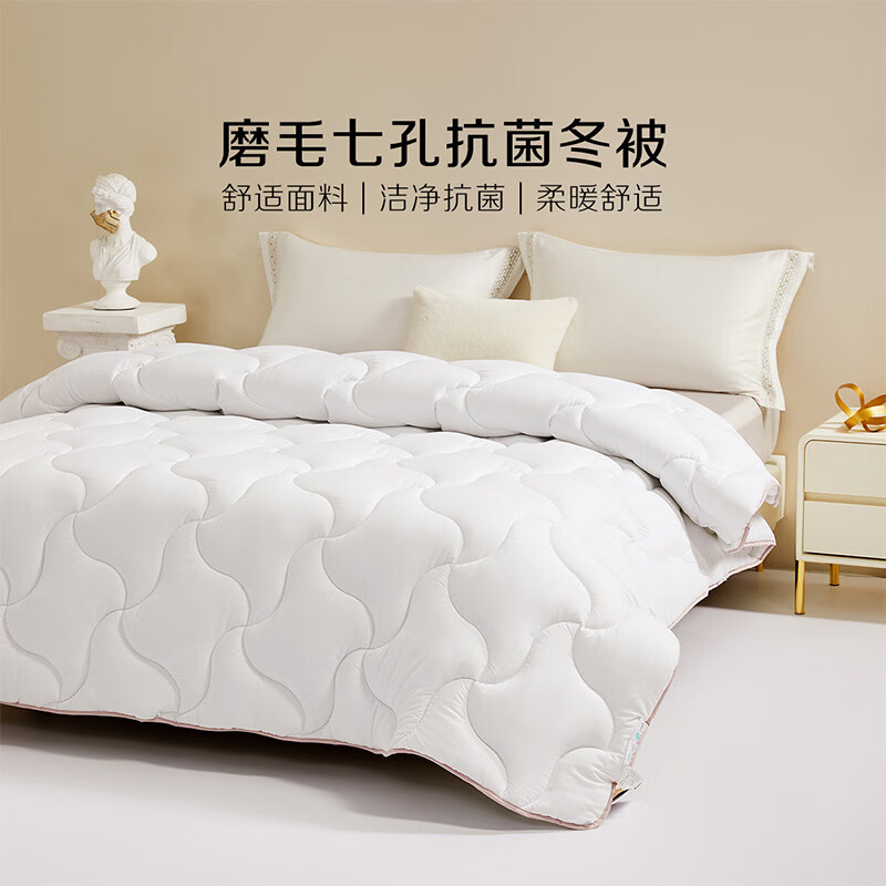 水星家纺 集团出品 百丽丝被子被芯 亲肤秋冬保暖加厚被芯七孔透气冬被  卡罗芙七孔抗菌冬被 150cm×210cm