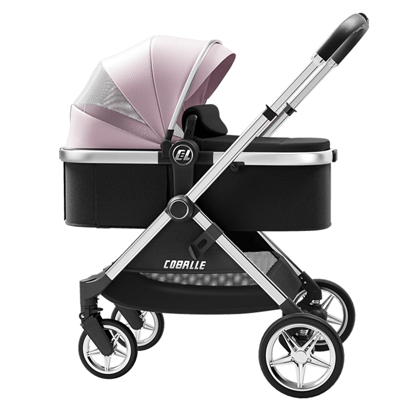 酷貝樂(lè)（coballe）嬰兒推車可坐可躺輕便折疊嬰兒車0-3歲減震高景觀雙向?qū)殞毷滞栖?【5代】珀?duì)柪锓郏ㄝp便護(hù)脊+推桿秒換向）