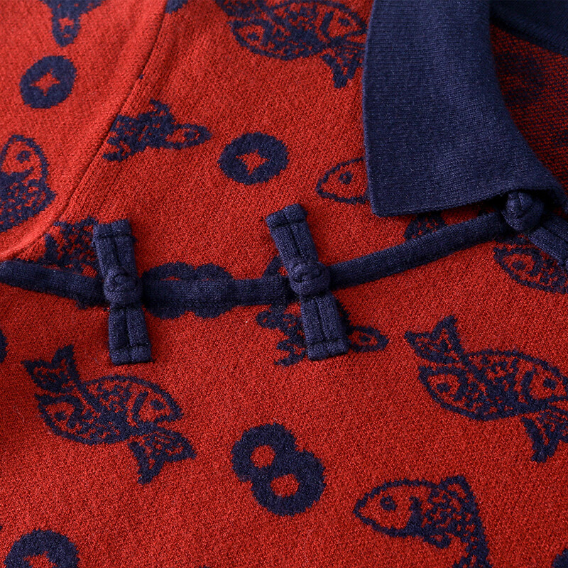 棉花堂（cottontown）【新年】棉花堂拜年服女童冬裙套装洋气红色毛衣儿童过年裙子衣服 暗红 90 90/52