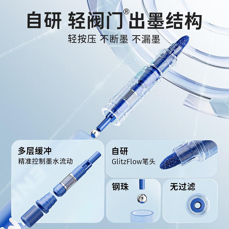 恩米小黑盒爆闪丙烯马克笔直液式软头80色笔芯彩色小学生美术生马克笔马克笔闪光笔高光笔文具 【爆闪轻阀门】12色丨 特闪系列丨绘画更闪耀