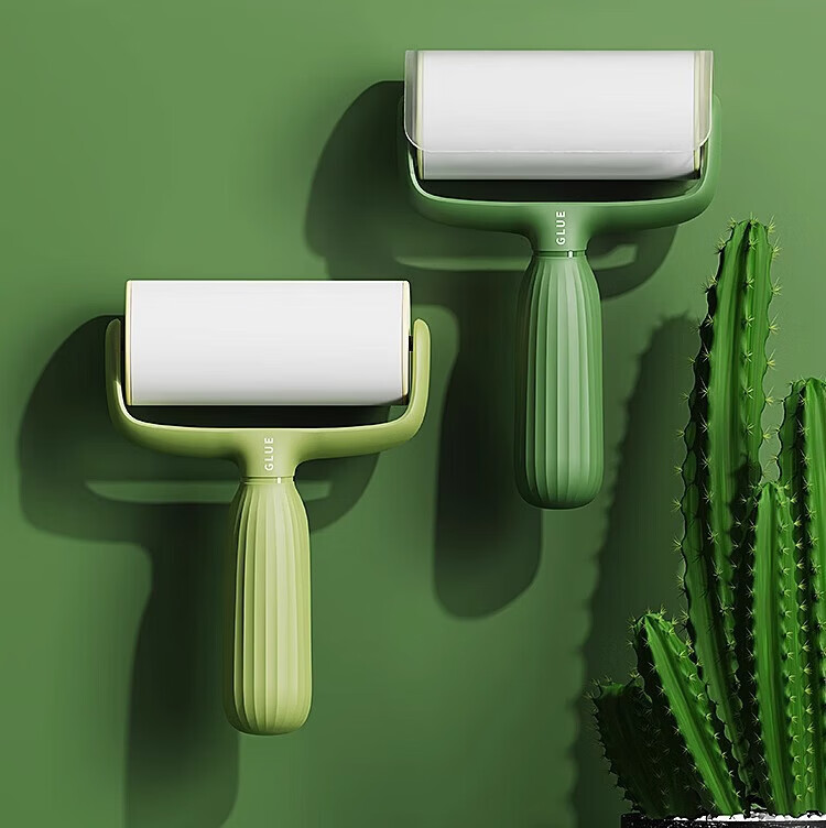 【甄选厂家】仙人掌粘毛器滚筒替换芯宠物沙发床刷地板沾毛器衣物 轻奢绿