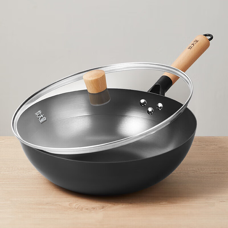 炊大皇炒锅无涂层聚油爆炒精铁锅炒菜锅电磁炉燃气通用锅具 精铁锅 无涂层 导热快 30cm