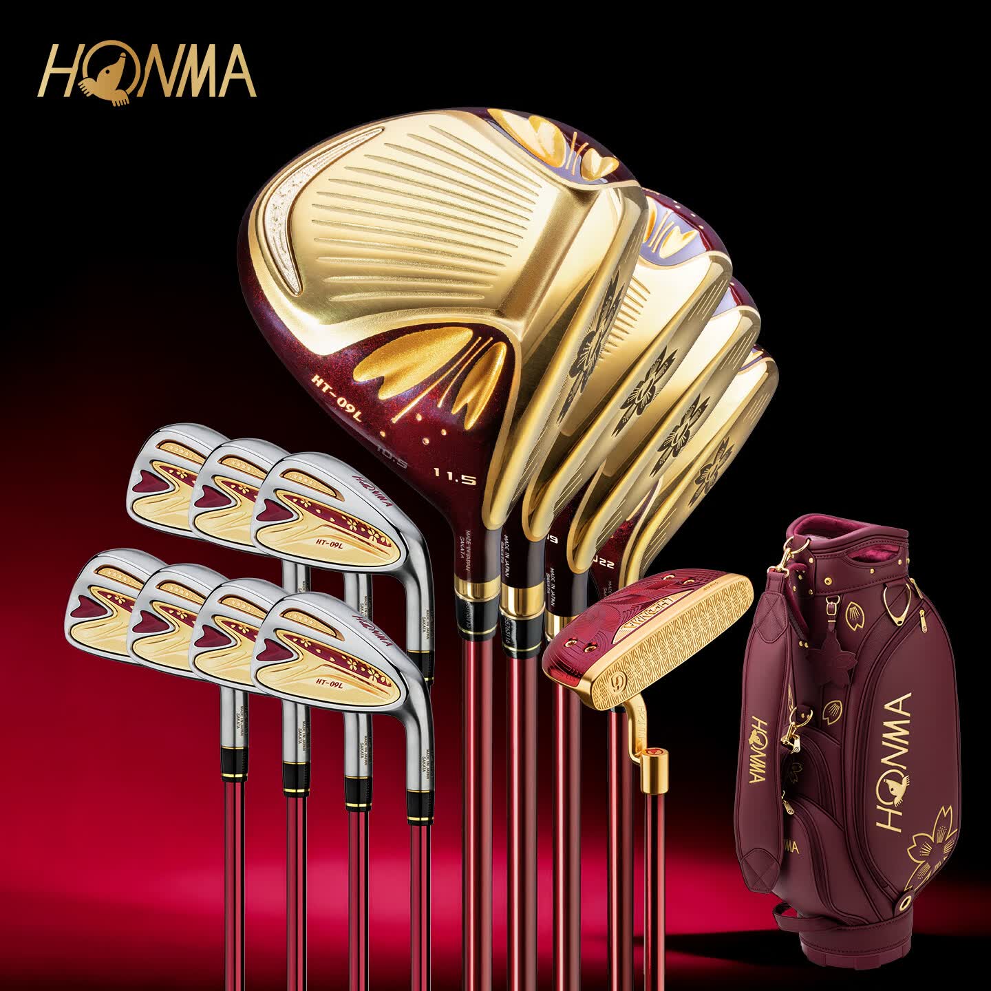 HONMA2026新品 HT-09L女士高尔夫套杆高尔夫球杆4木7铁赠推杆球包 【2026新品】4星级L硬度4木7铁