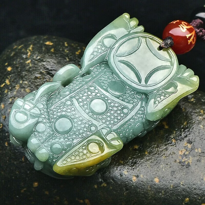 神翠鸟女神节好礼孤品翡翠貔貅吊坠男女款玉石挂坠配绳子 送人生日礼物 款四 QYF3662q