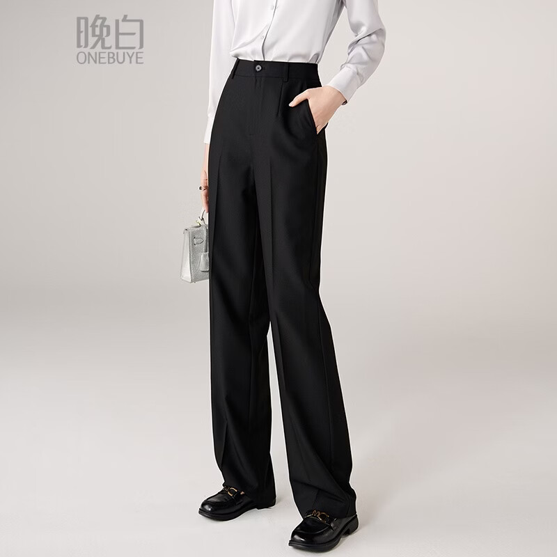 晚白【新品】2026春款经典遮胯显瘦垂顺利落气质通勤直筒裤女 黑色 28