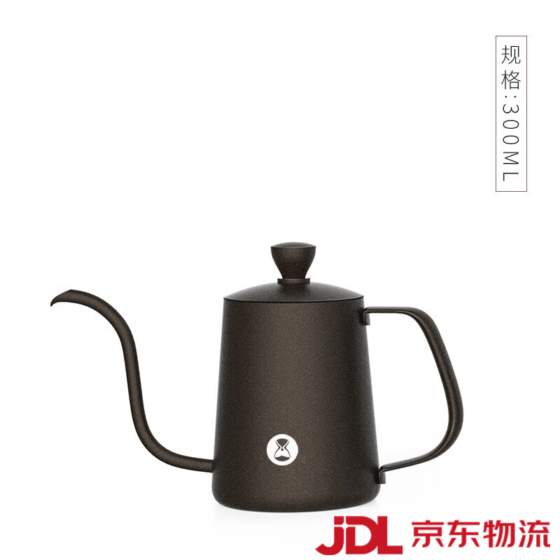 泰摩（timemore）鱼三手冲咖啡壶304不锈钢家用长嘴滴漏壶 -黑色 300ml