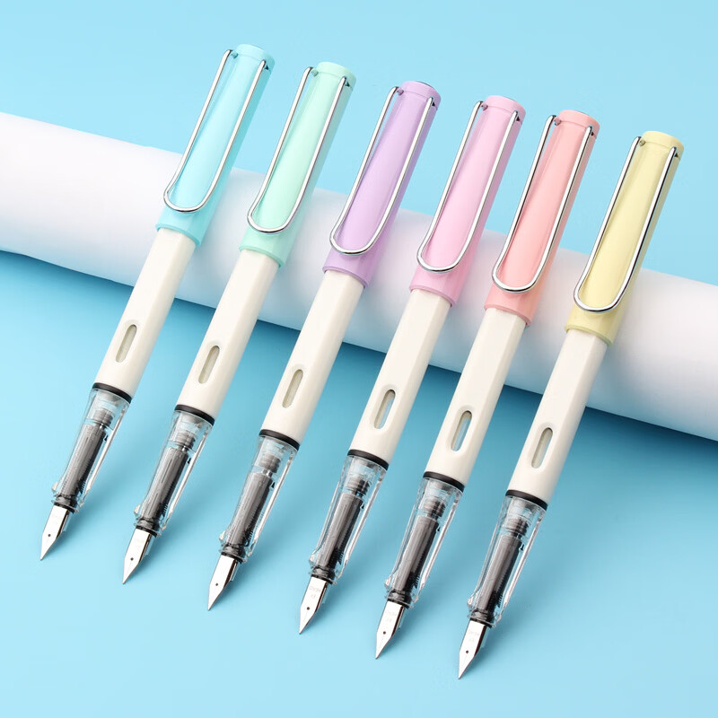 英雄(HERO)【开学必备】359学生钢笔明尖色彩系列书法练字墨水笔中小学生正姿练字可换墨囊钢笔免费刻字 蓝白+粉白 EF尖0.38mm