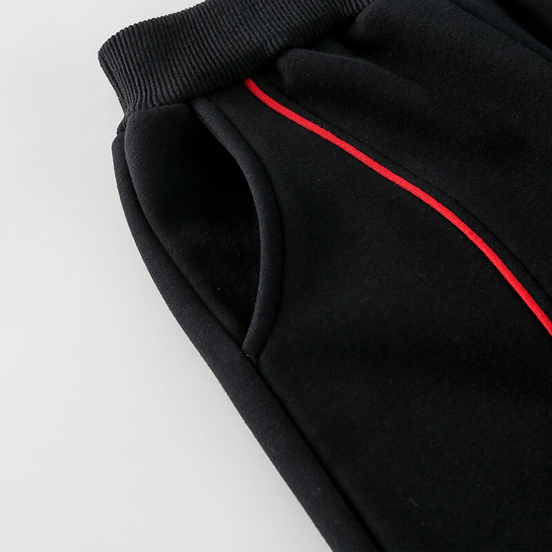 棉花堂（cottontown）【新年】棉花堂童装男童加绒裤子冬季加厚新款儿童拜年服女童长裤 黑色 90 90/50