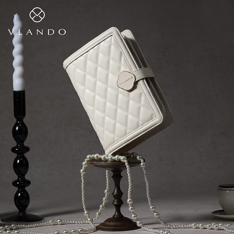 VLANDO真皮黄金首饰收纳包2026新款生日礼物首饰收纳册书本 新雪白