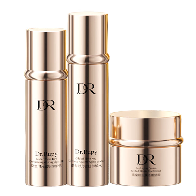 DR.TOUCH鎏金时光密钥御龄水乳面霜补水提亮护肤套装FX 精华水120ml+精华乳100ml+面霜50g