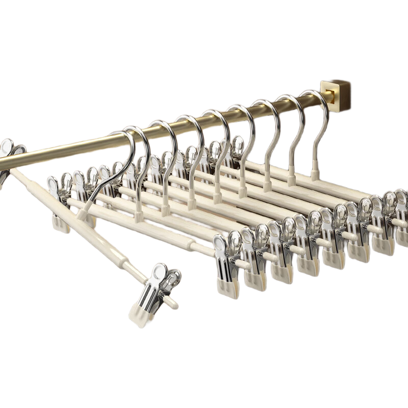 裤架家用无痕裤夹挂衣衣架裤子专用强力夹子防滑带裙子不锈钢晾晒 璀璨白【夹子可移动/无痕裤架】 3支装