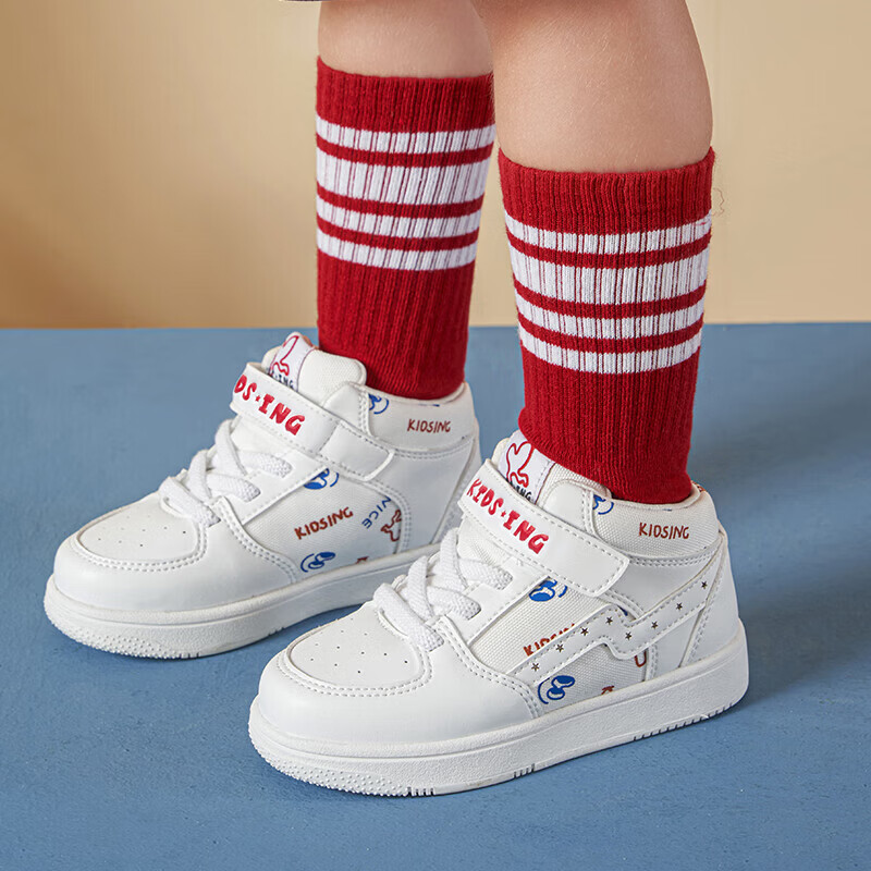 kids.ing【售罄不补】校园小白鞋儿童板鞋休闲鞋男女童中大童运动休闲板鞋 白色涂鸦 37 适合脚长22.6-23.2cm