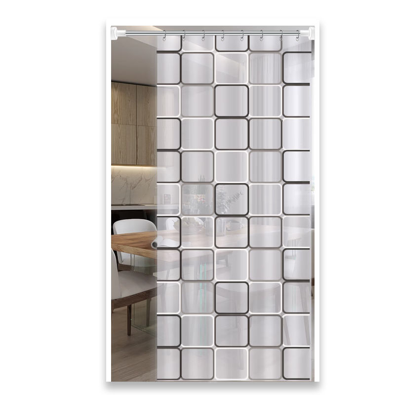 看了又看門簾加厚防風(fēng)保暖推拉門簾廚房客廳油煙隔斷簾免打孔廚房門簾 方格【隔油煙-防霉變】 90*190【適用門寬50~80cm】