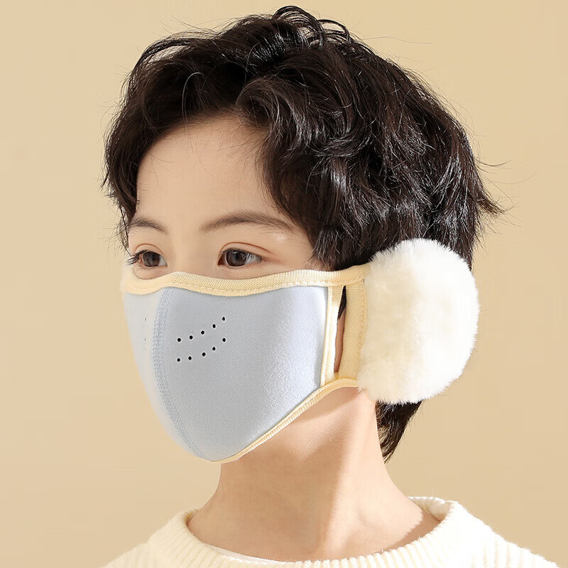 【甄选厂家】保暖儿童护耳口罩纯色透气立体男女孩学生护耳套加厚 粉色 均码(建议5-13岁左右)