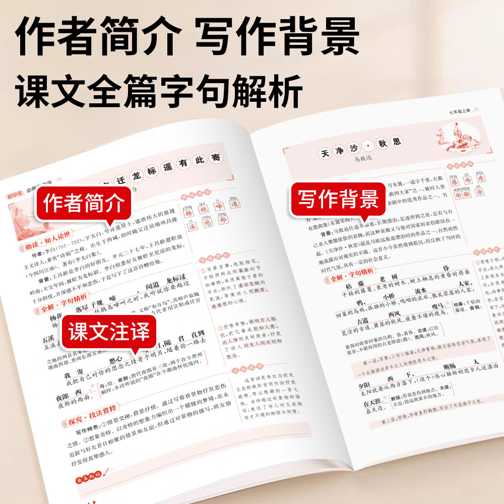 初中生必背古诗词和文言文七年级八九年级课本同步古诗文2026人教版古诗词译注与赏析古文翻译诗词鉴赏真题同步训练 【共6本】古诗文言文+名著+作文+小四门+数理化