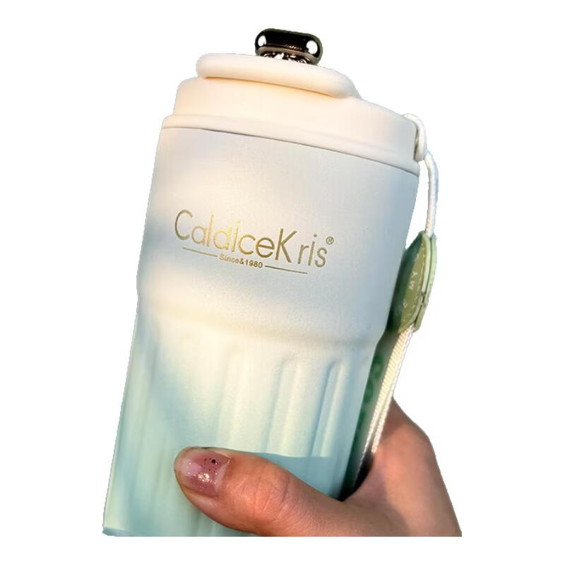 东客集保温保冷杯316不锈钢男女学生外出便携茶杯咖啡杯显示防烫防摔 浅蓝色