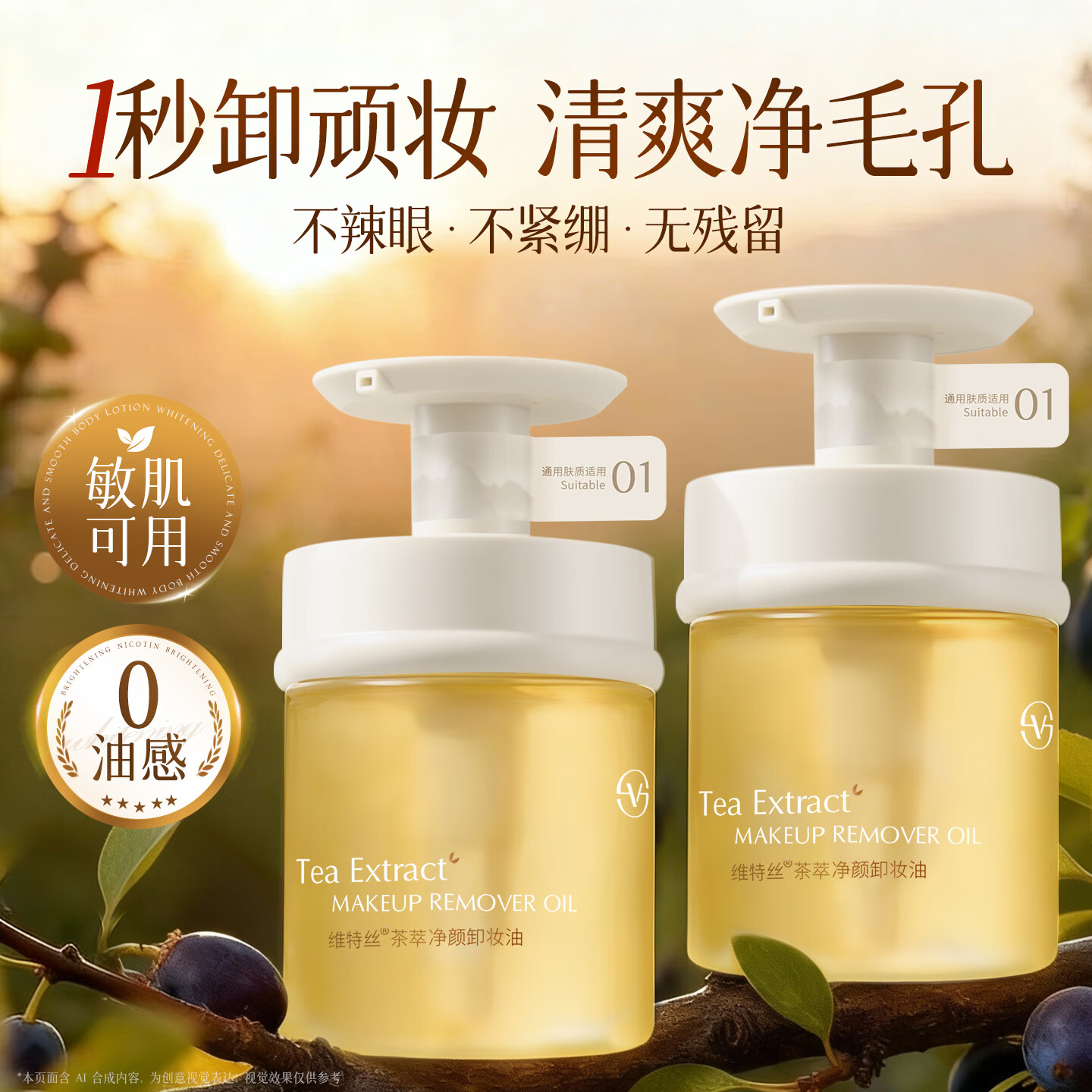 维特丝卸妆油养肤卸妆一体温和敏感肌眼唇三合一卸妆水深层清洁毛孔黑头