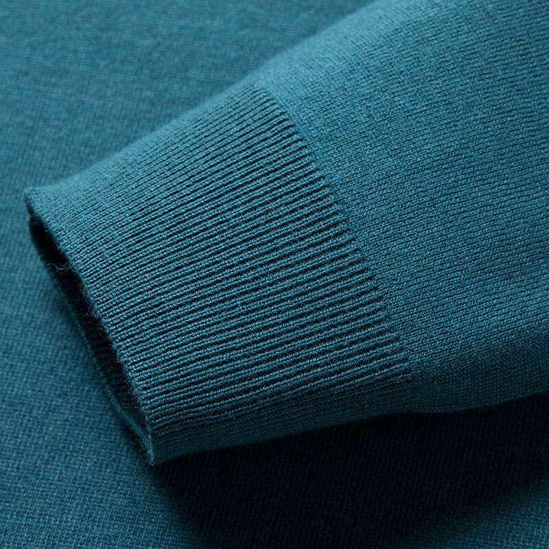 羊毛衫男秋冬新款重磅100%羊毛纯色高弹透气时尚百搭休闲毛衣男 紫酱红色 4XL